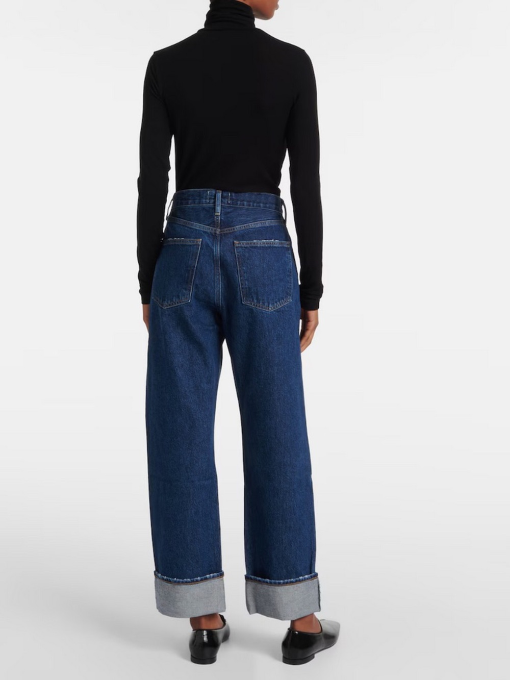 Agolde Fran Mid-Rise Straight Jeans with Cuffed Hem - Picture 2 of 12